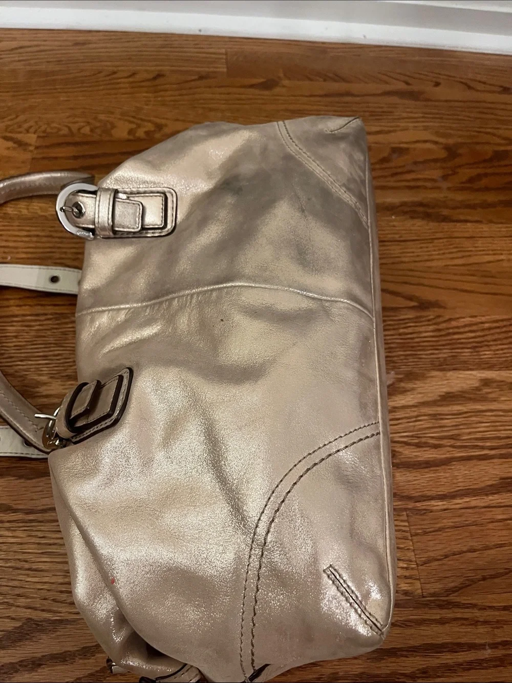 Coach Soho leather satchel shoulder bag (style F17220) in metallic champagne